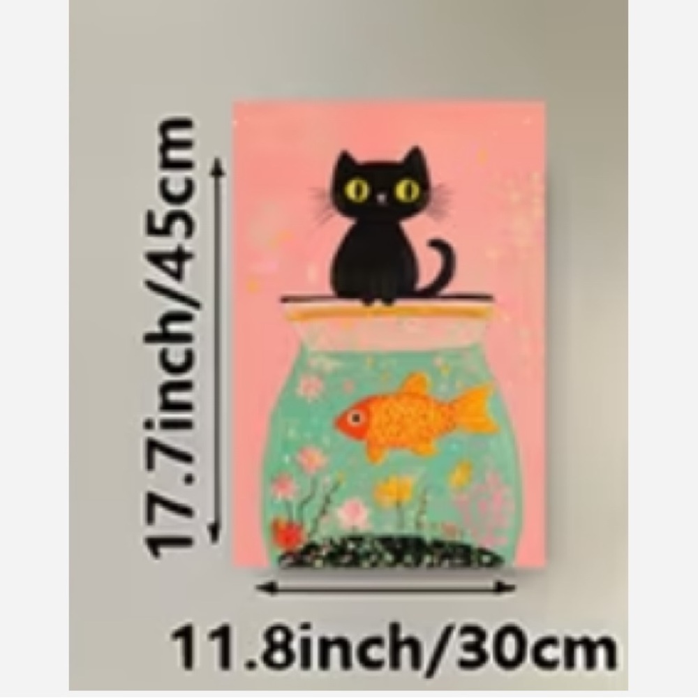 Black Cat and Goldfish Art Print - Picture 4 of 5